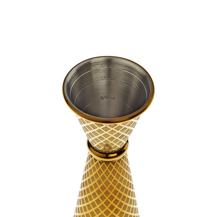 Diamond Lettice Japanese style jigger, gold, 30/60ml