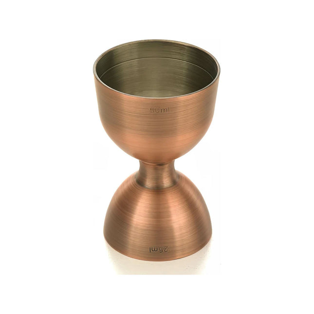 Bell jigger with straight rim, antique copper, 25/50ml