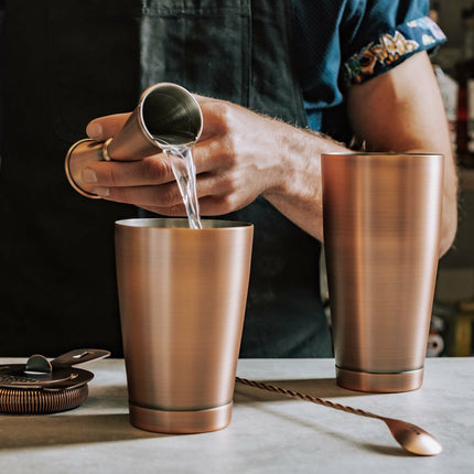 Bell jigger with straight rim, antique copper, 25/50ml