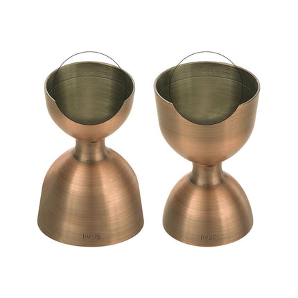 Bell jigger with straight rim, antique copper, 25/50ml