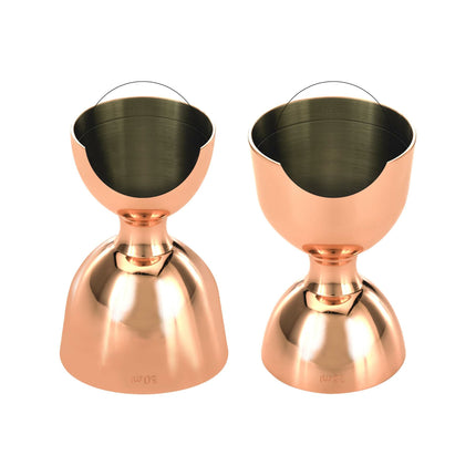 Bell jigger with straight rim, copper, 25/50ml
