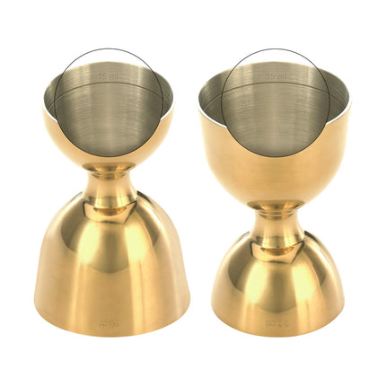 Bell jigger with straight rim, gold, 25/50ml