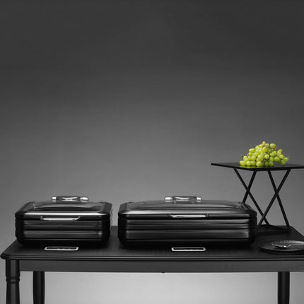De Luxe Black Induction Chafing Dish With Glass Lid GN 1/1 - Induction Compatible, Sturdy Matte Finish