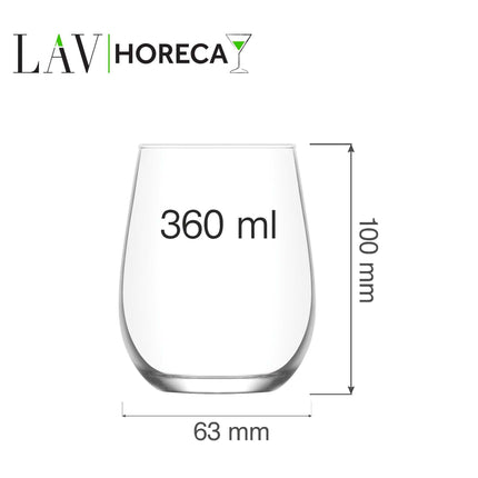 LAV Paris Wine Glass 360 ml - Crystal Clear Surface Enhances Drink Colors for Formal Receptions