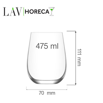 LAV Paris Soft Drink Glass 475 Milliliters - Crystal Clear Surface Showcasing Drink Colors