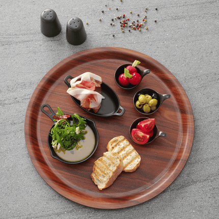 Montana Non-slip Surface Tray with high rim, walnut- round, 360mm
