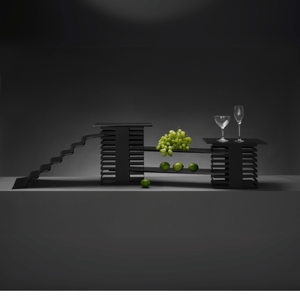 Vetro Four-Step Black Glass Buffet Stairs - Professional Display Riser For Elevating Buffet Presentations