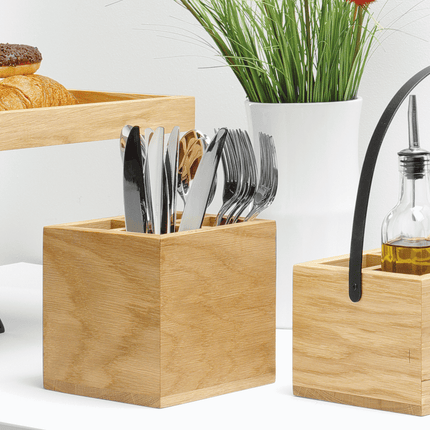 Madeira Black cutlery and napkin case 150x150x150 mm