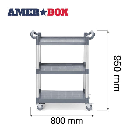3-shelf polypropylene service cart, AmerBox, 800x410x(H)950mm