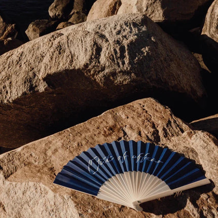 FSC Certified Bamboo Hand Fan From The Atelier Collection With Subtle Out Of Office Message - hospitality