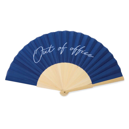 FSC Certified Bamboo Hand Fan From The Atelier Collection With Subtle Out Of Office Message - hospitality