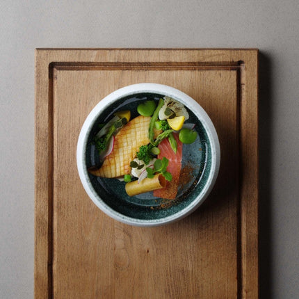 Goro White Green Bowl 165mm, 650 ml - hospitality