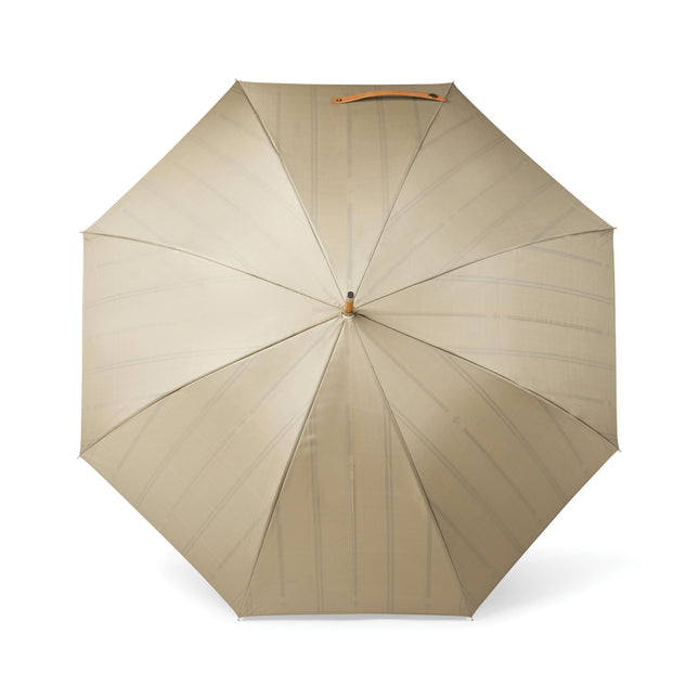 Set of 25 greige rain umbrellas with wood handles by Custom Wood Designs, 23-inch size, ideal for outdoor protection.