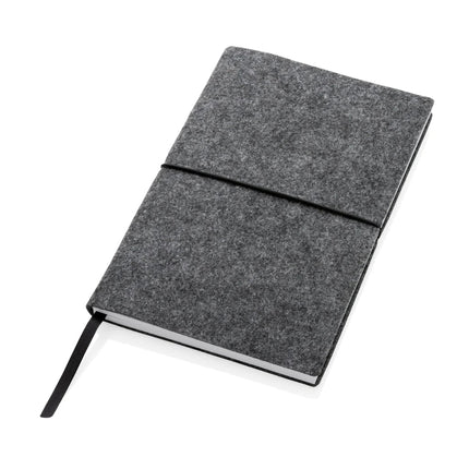 GRS certified recycled felt A5 softcover notebook - hospitality