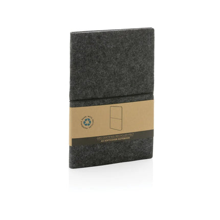 GRS certified recycled felt A5 softcover notebook - hospitality