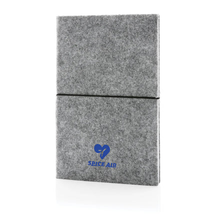 GRS certified recycled felt A5 softcover notebook - hospitality