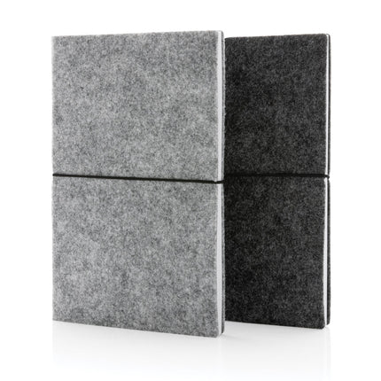 GRS certified recycled felt A5 softcover notebook - hospitality