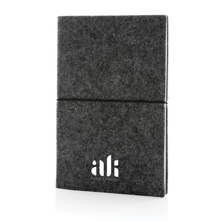 GRS certified recycled felt A5 softcover notebook - hospitality