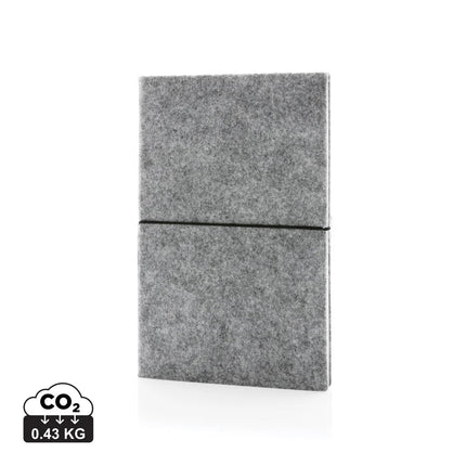 GRS certified recycled felt A5 softcover notebook - hospitality