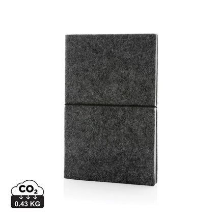 GRS certified recycled felt A5 softcover notebook - hospitality