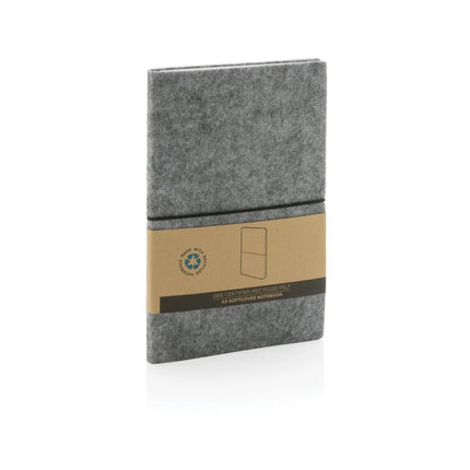 GRS certified recycled felt A5 softcover notebook - hospitality