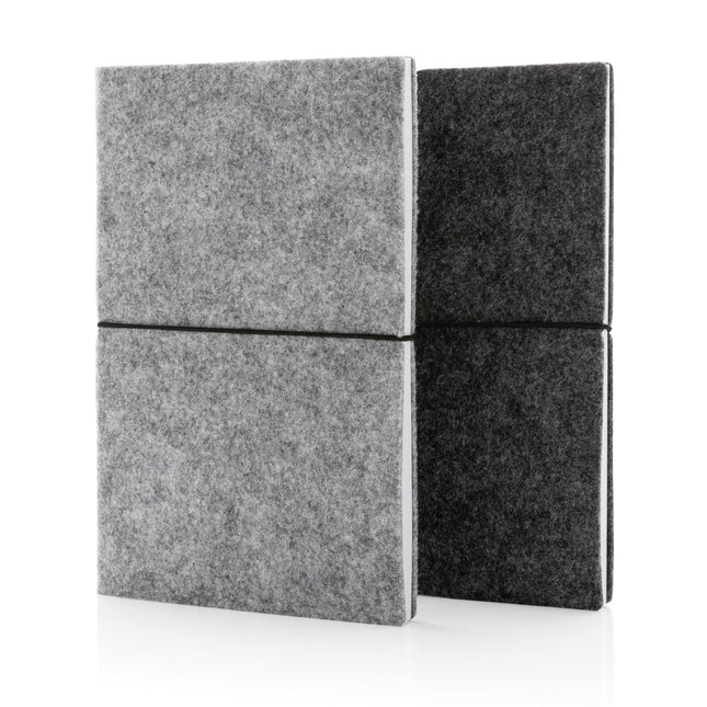 GRS certified recycled felt A5 softcover notebook - hospitality