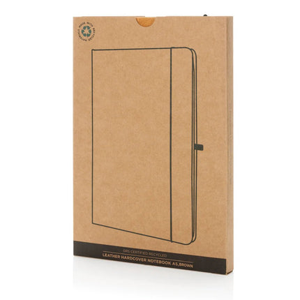 GRS Recycled leather hardcover notebook A5 - hospitality
