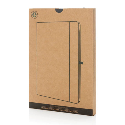 GRS Recycled leather hardcover notebook A5 - hospitality