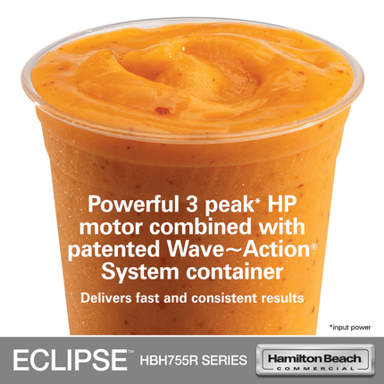 Hamilton Beach Commercial® Eclipse™ High-Performance Blender with 64oz/ 2L Wave~Action® container - HBH755R-CE Series - hospitality