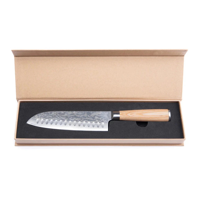 Hattasan Damascus Santoku Knife With Pakkawood Handle From The Artisan Collection - hospitality