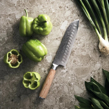 Hattasan Damascus Santoku Knife With Pakkawood Handle From The Artisan Collection - hospitality