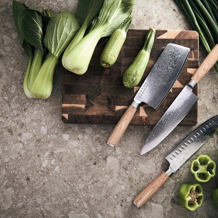 Hattasan Damascus Santoku Knife With Pakkawood Handle From The Artisan Collection - hospitality