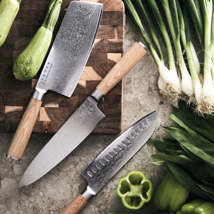 Hattasan Damascus Santoku Knife With Pakkawood Handle From The Artisan Collection - hospitality