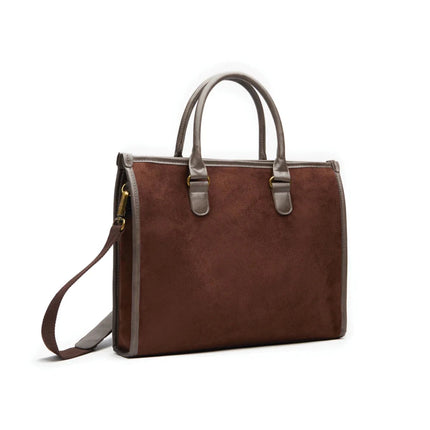 Hunto Atelier Luxe Computer Brief In PU With Brass Accents - hospitality