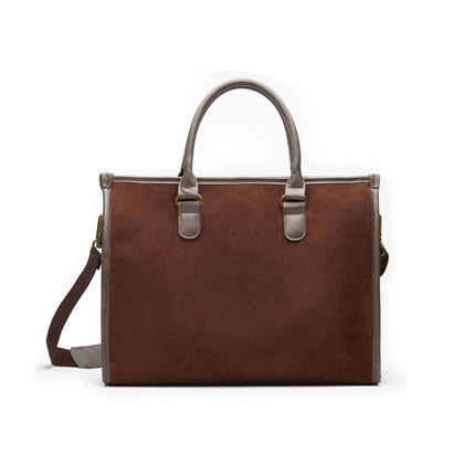 Hunto Atelier Luxe Computer Brief In PU With Brass Accents - hospitality