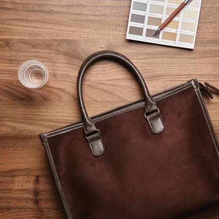 Hunto Atelier Luxe Computer Brief In PU With Brass Accents - hospitality