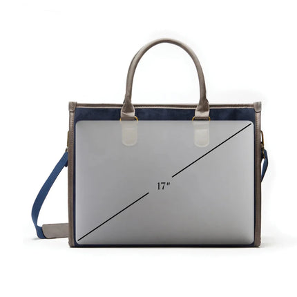 Hunto Atelier Luxe Computer Brief In PU With Brass Accents - hospitality
