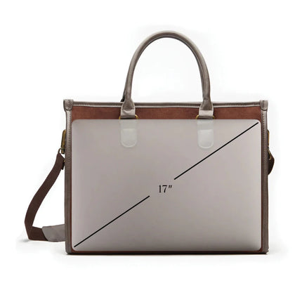 Hunto Atelier Luxe Computer Brief In PU With Brass Accents - hospitality
