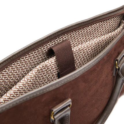 Hunto Atelier Luxe Computer Brief In PU With Brass Accents - hospitality