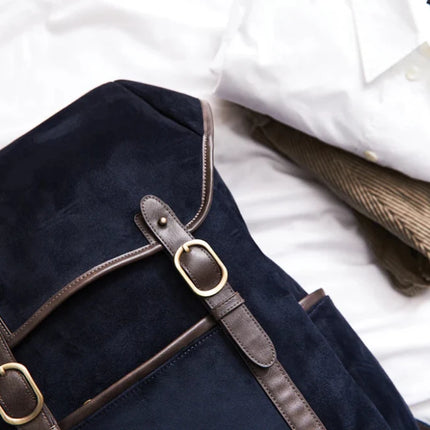 Hunto Collection Faux Suede Backpack With Brass Details - hospitality