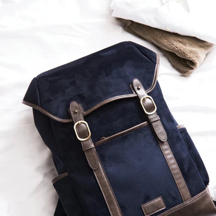 Hunto Collection Faux Suede Backpack With Brass Details - hospitality