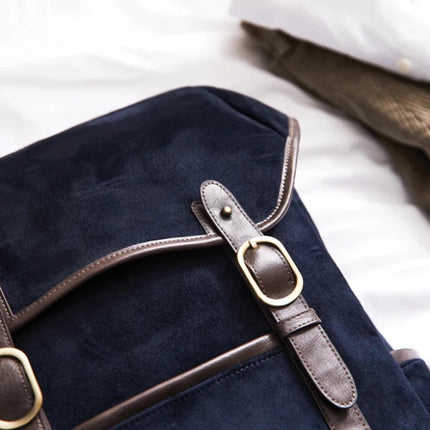 Hunto Collection Faux Suede Backpack With Brass Details - hospitality