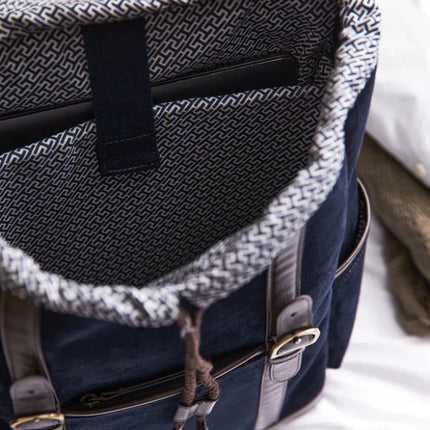 Hunto Collection Faux Suede Backpack With Brass Details - hospitality