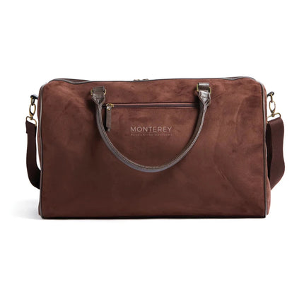 Hunto Collection Suede Weekend Bag With Brass Accents - hospitality