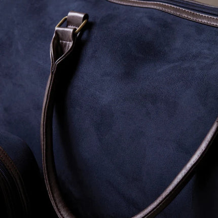 Hunto Collection Suede Weekend Bag With Brass Accents - hospitality