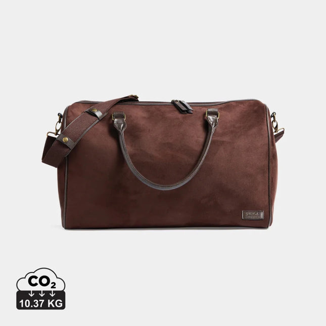 Hunto Collection Suede Weekend Bag With Brass Accents - hospitality