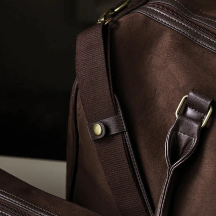 Hunto Collection Suede Weekend Bag With Brass Accents - hospitality