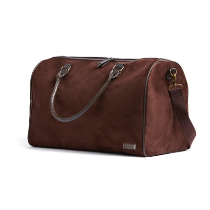 Hunto Collection Suede Weekend Bag With Brass Accents - hospitality