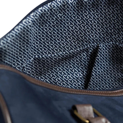 Hunto Collection Suede Weekend Bag With Brass Accents - hospitality