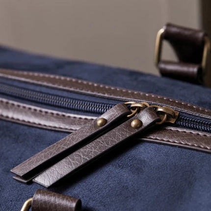 Hunto Collection Suede Weekend Bag With Brass Accents - hospitality